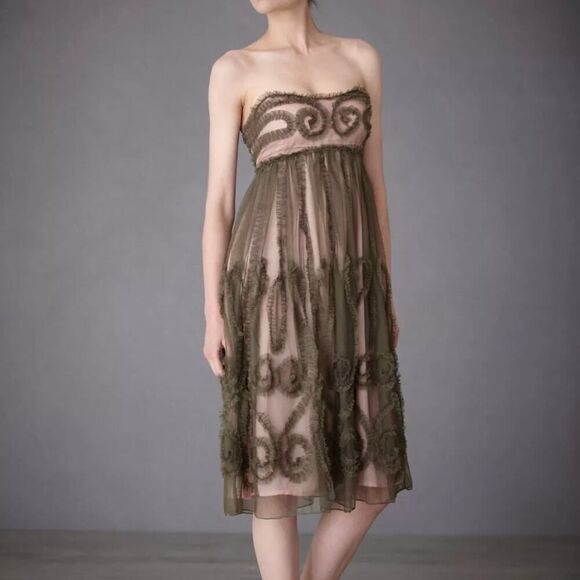 Anthropologie Dresses & Skirts - New James Coviello x BHLDN Anthropologie Blush Green Tulle Dress 2